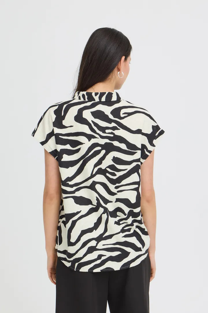 Zebra Button Down Top
