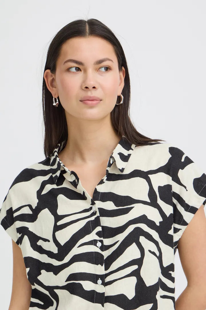 Zebra Button Down Top