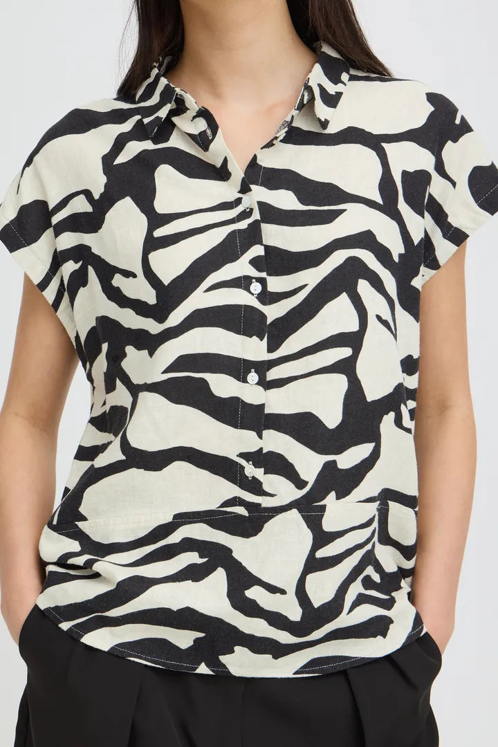 Zebra Button Down Top