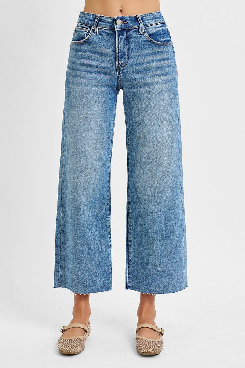 Plus Tummy Control Elastic Band Mid Rise Crop Wide - Medium