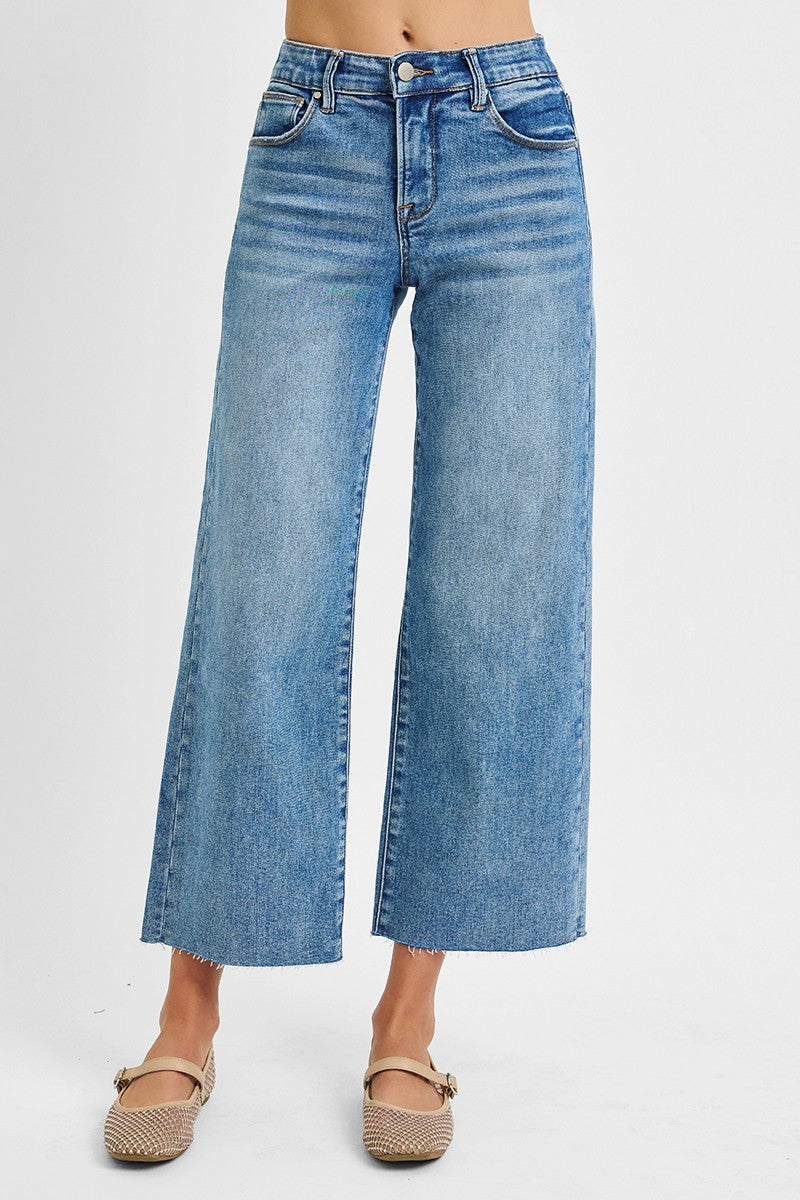Plus Tummy Control Elastic Band Mid Rise Crop Wide - Medium