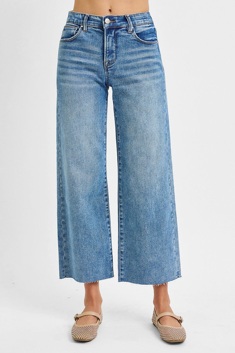 Plus Tummy Control Elastic Band Mid Rise Crop Wide - Medium