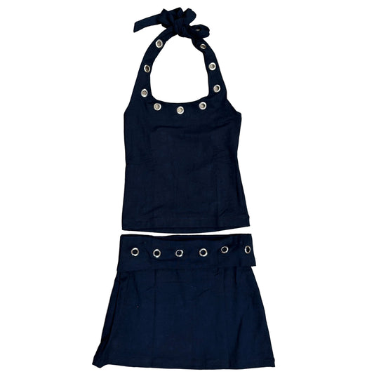 Navy Grommet Tank & Skirt Set