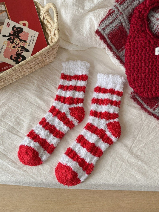 Fuzzy Fleece Socks - Stripes