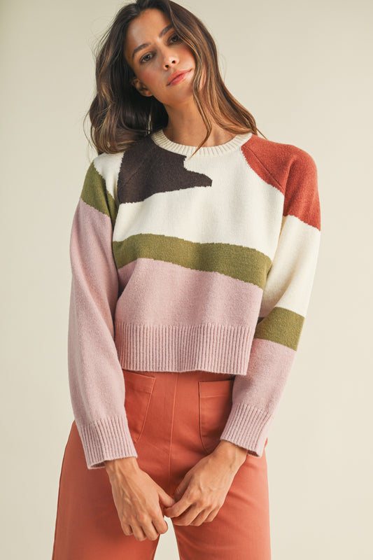 Ivory Multi Colorblock Sweater