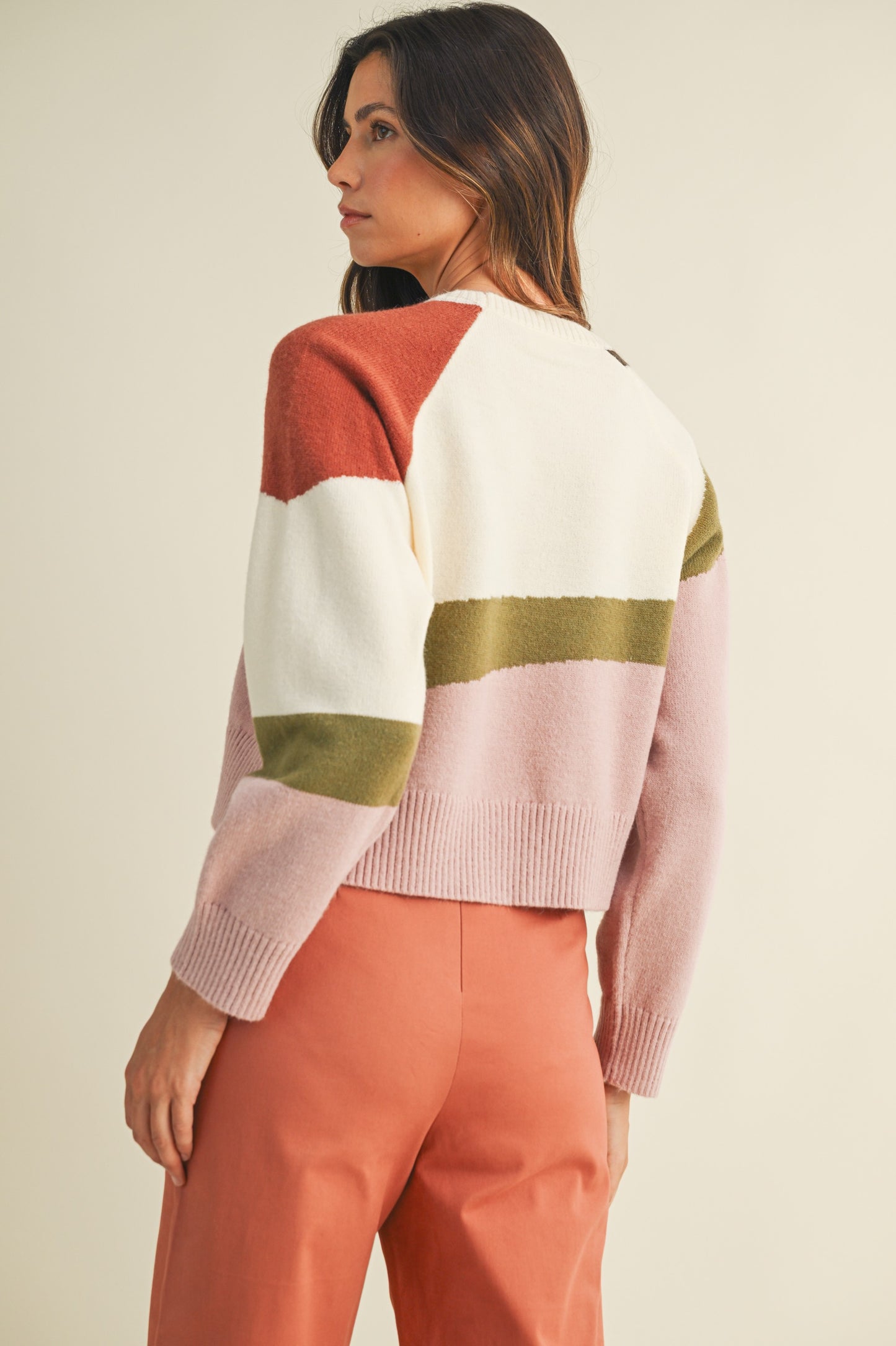 Ivory Multi Colorblock Sweater