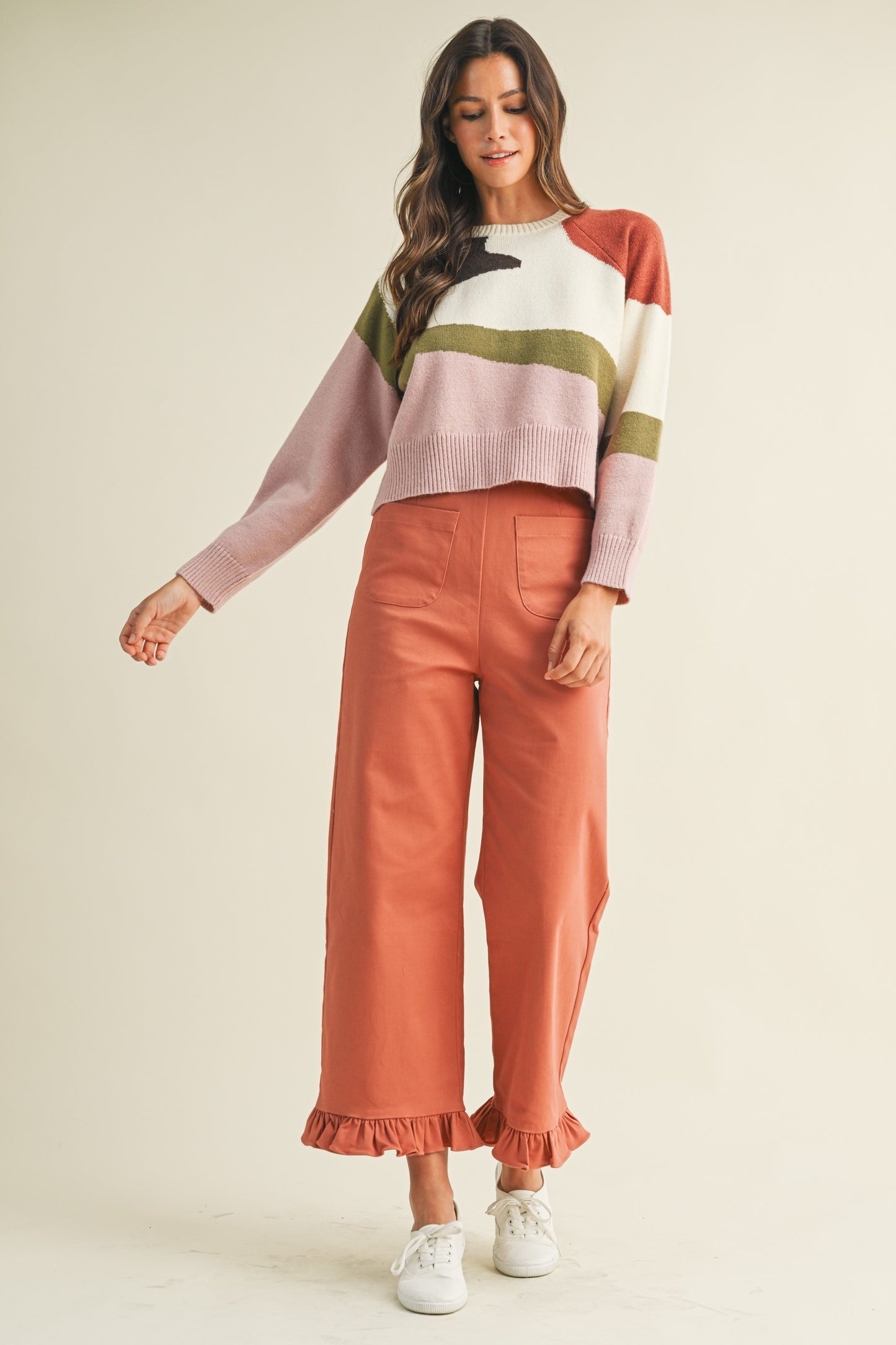 Ivory Multi Colorblock Sweater