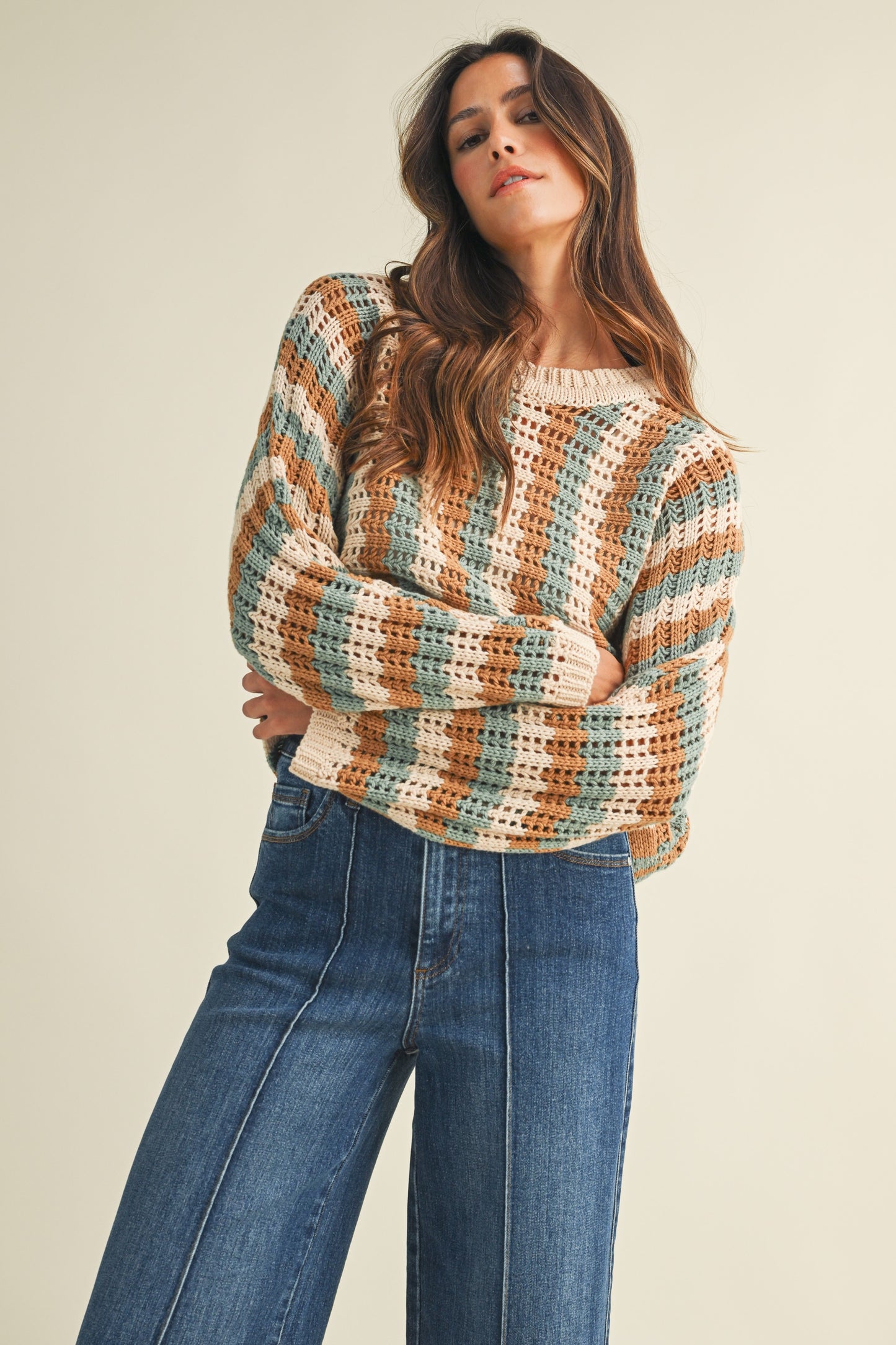 Vertical Stripe Sweater Top