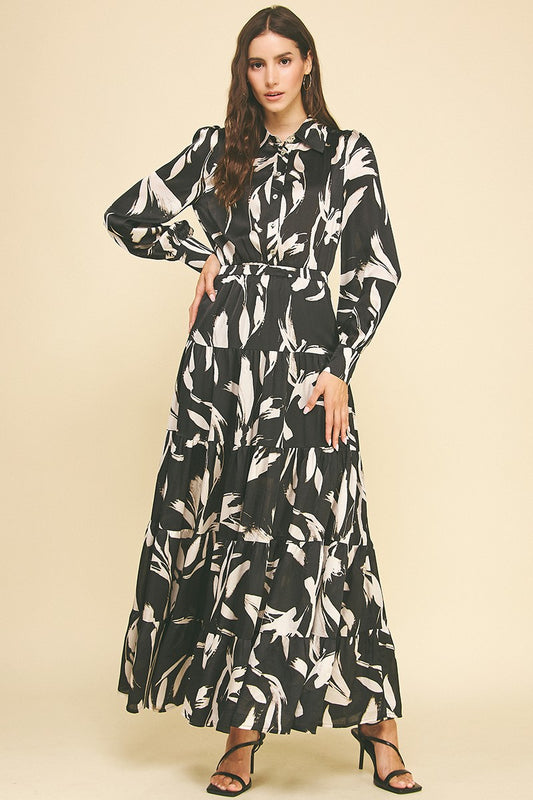 Black Floral Button Down Maxi Dress