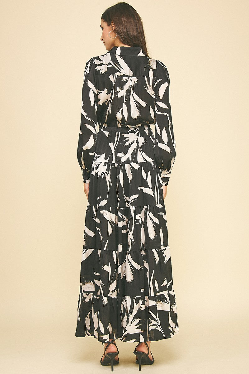 Black Floral Button Down Maxi Dress