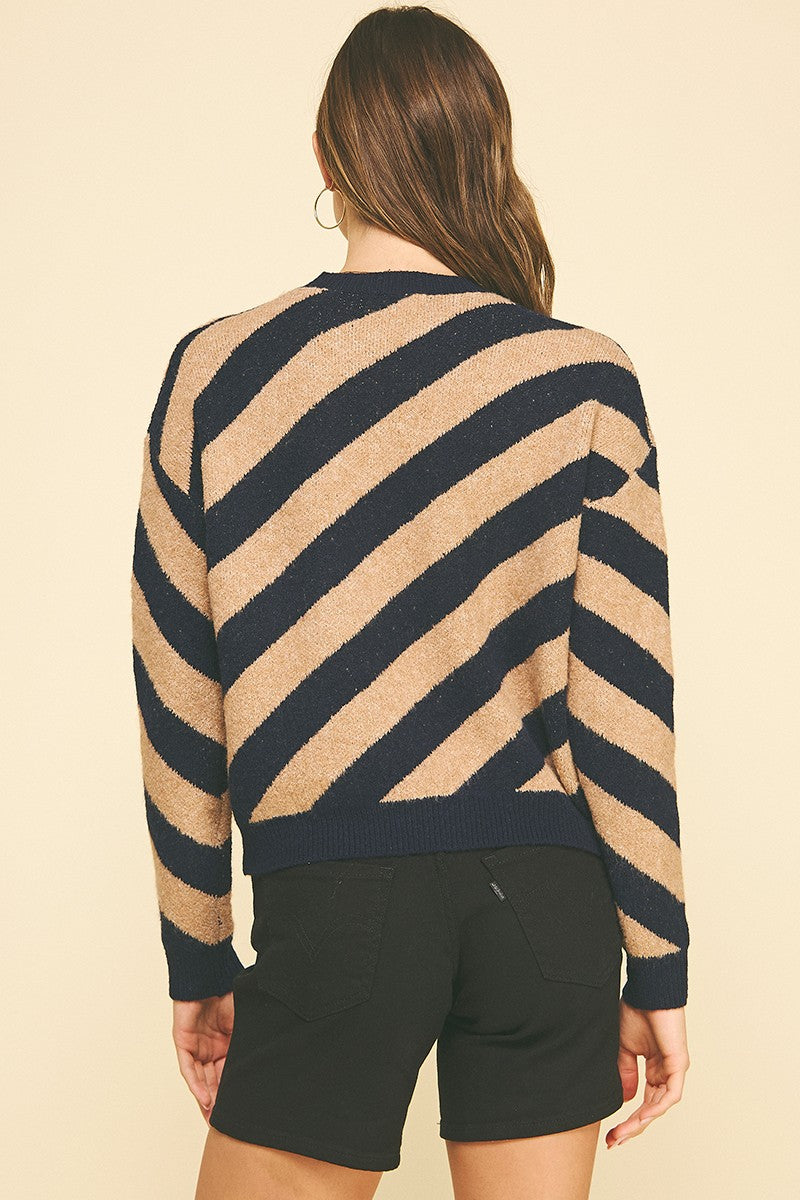Diagonal Stripe Knit Sweater