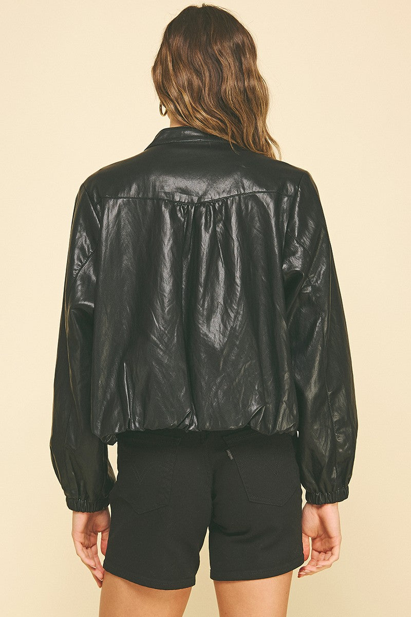 Blake Faux Leather Bomber Jacket