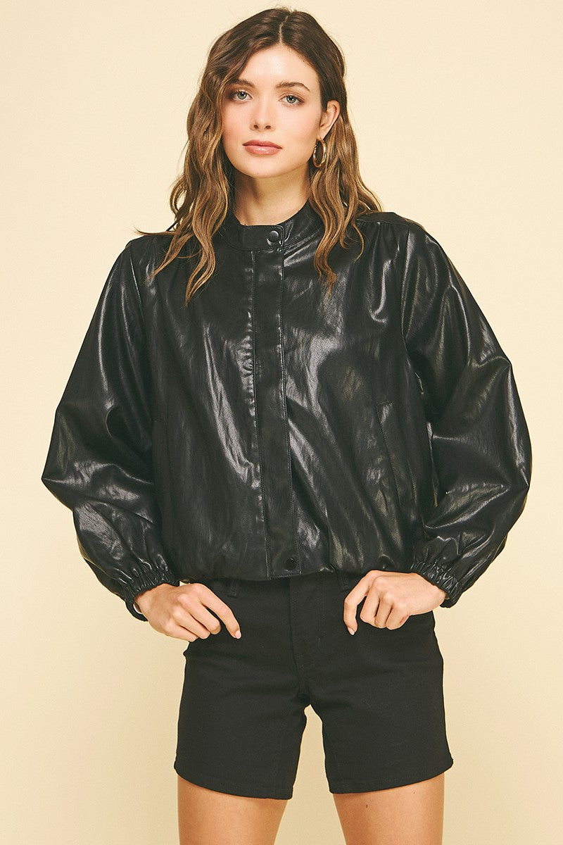 Blake Faux Leather Bomber Jacket