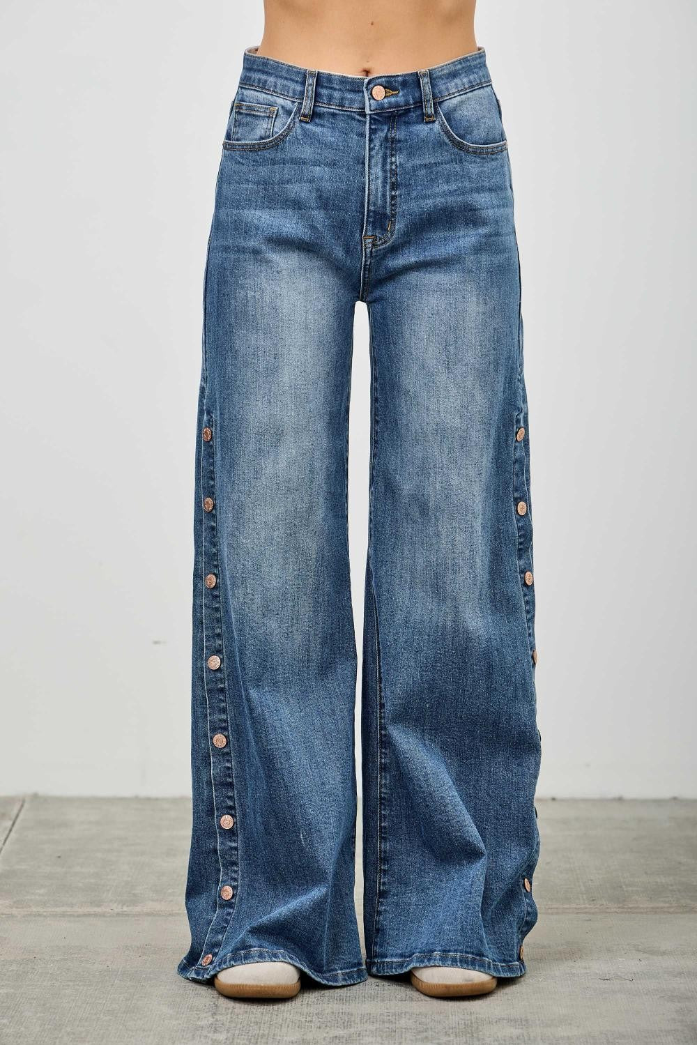 Stud Detail Wide Leg Jean