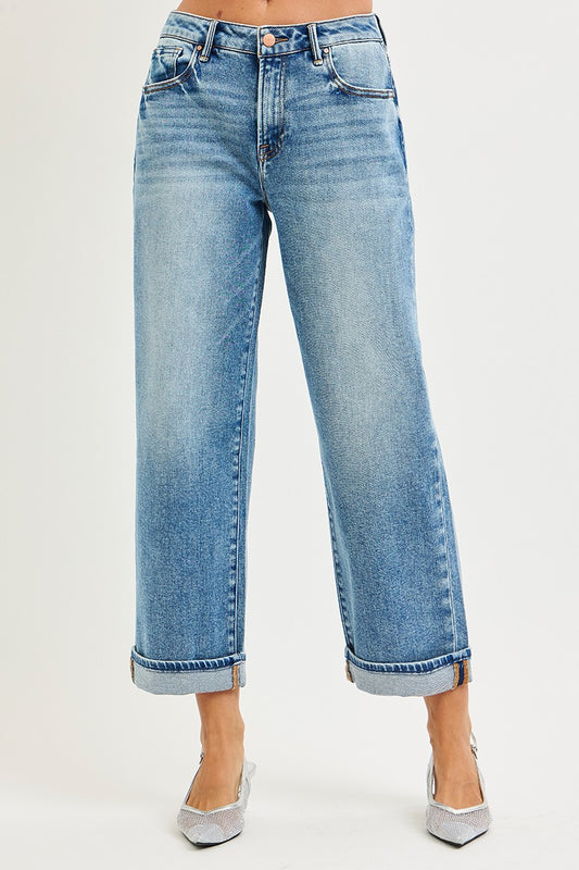 Mid Rise Ankle Boyfriend Turn Up Cuff Jean