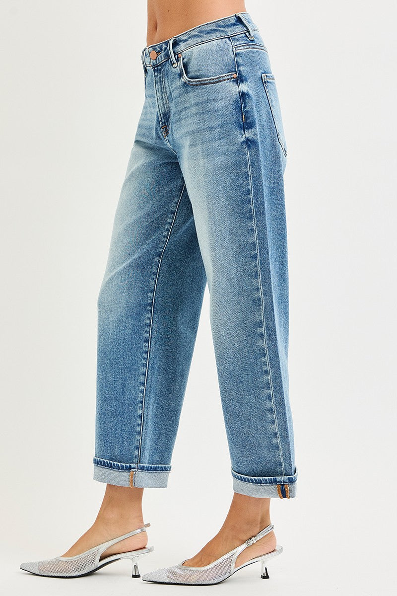 Mid Rise Ankle Boyfriend Turn Up Cuff Jean