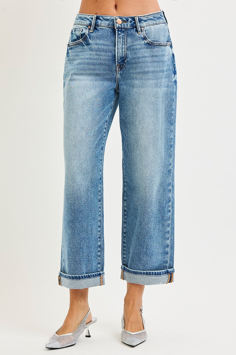 Mid Rise Ankle Boyfriend Turn Up Cuff Jean