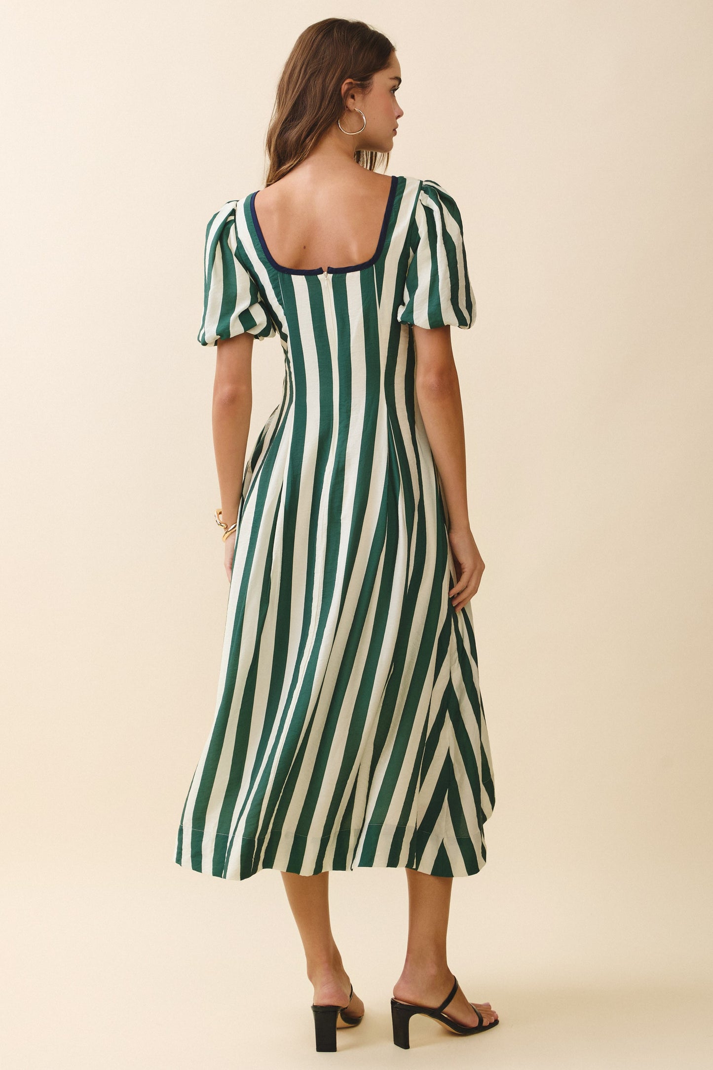 Striped Midi Green Dress