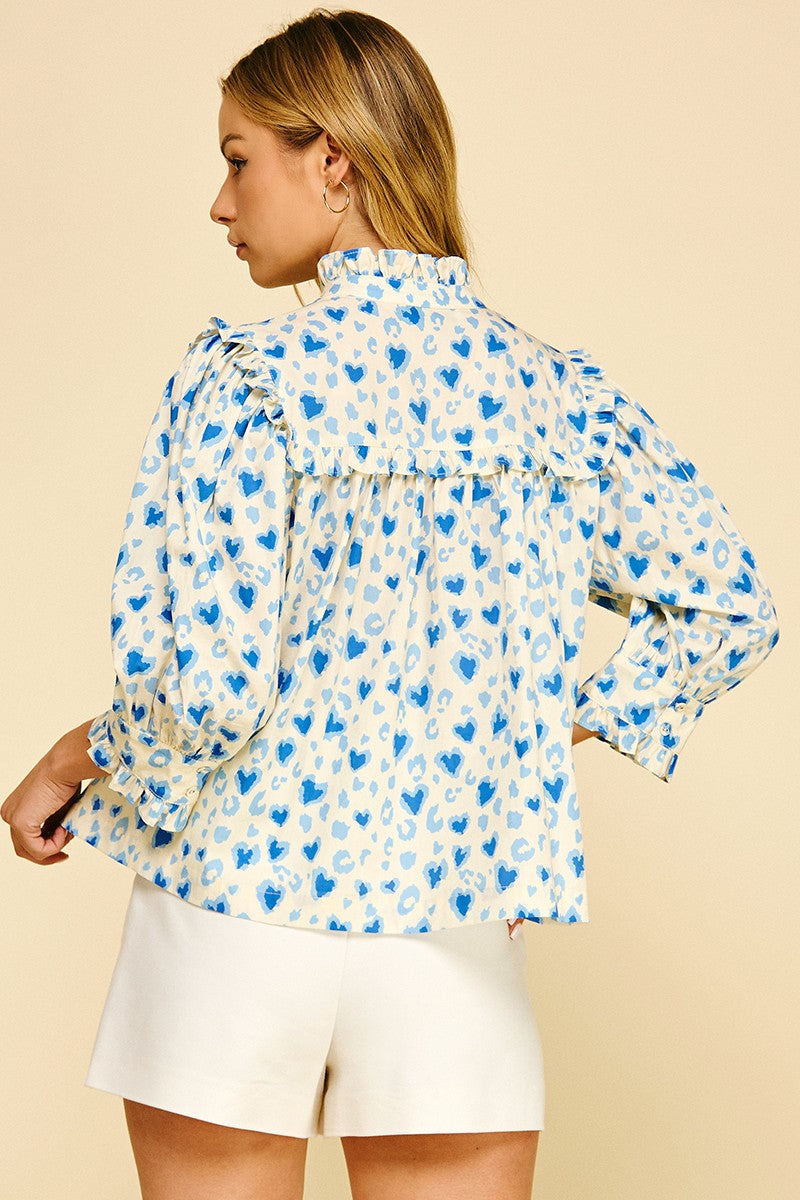 Heart Pattern Blouse Top