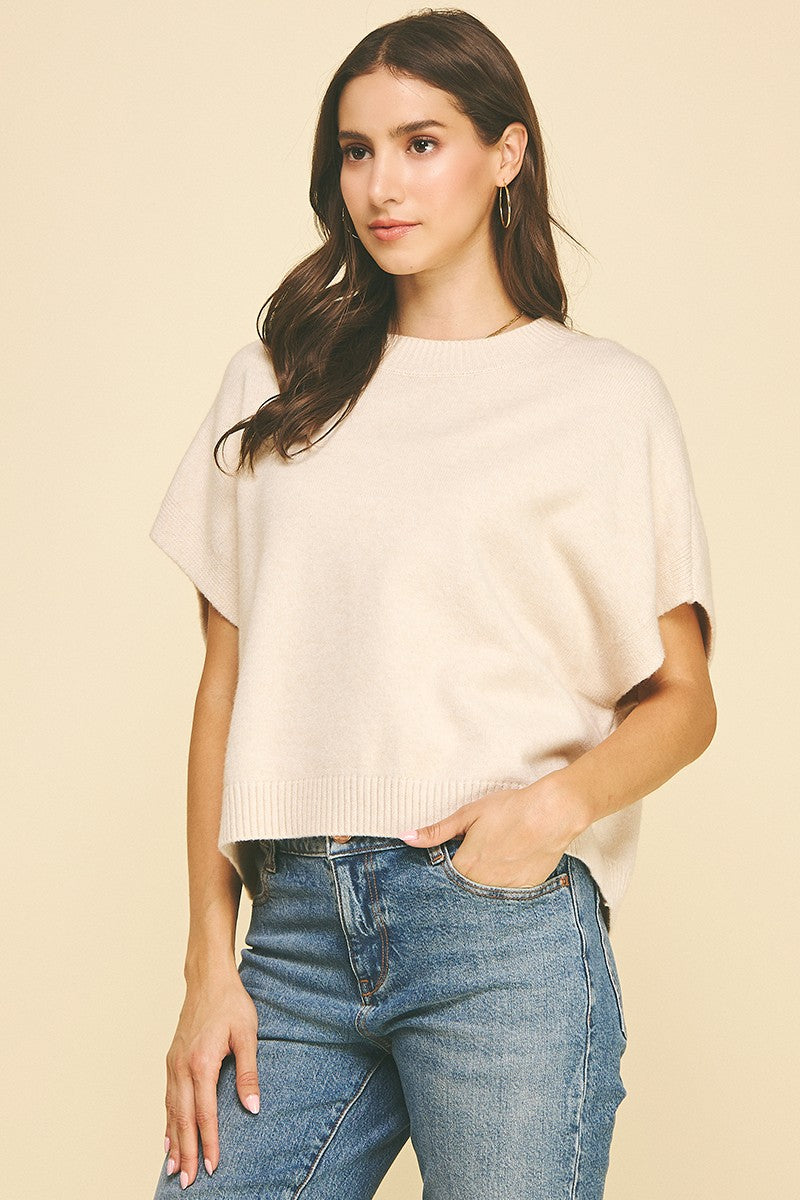 Dropped Shoulder Sweater Top - Ivory