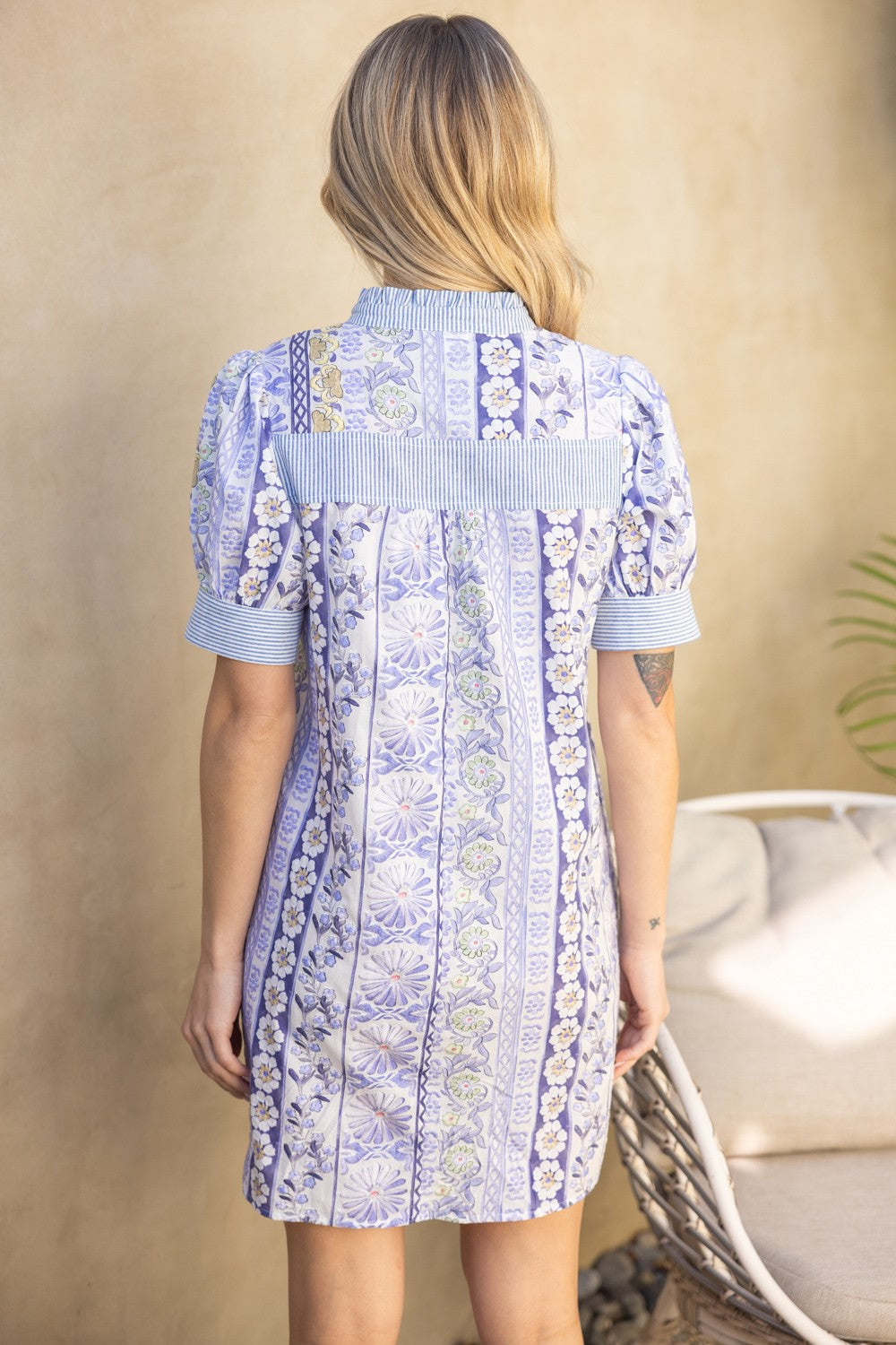 Floral Print Embroidered Dress