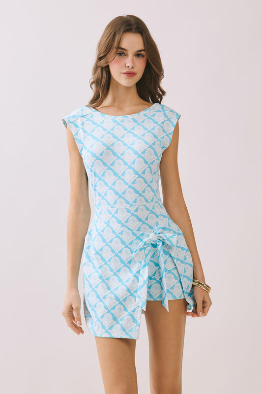Blue Floral Tie Dress