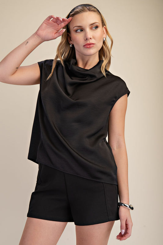 Cowl Neck Top - Black
