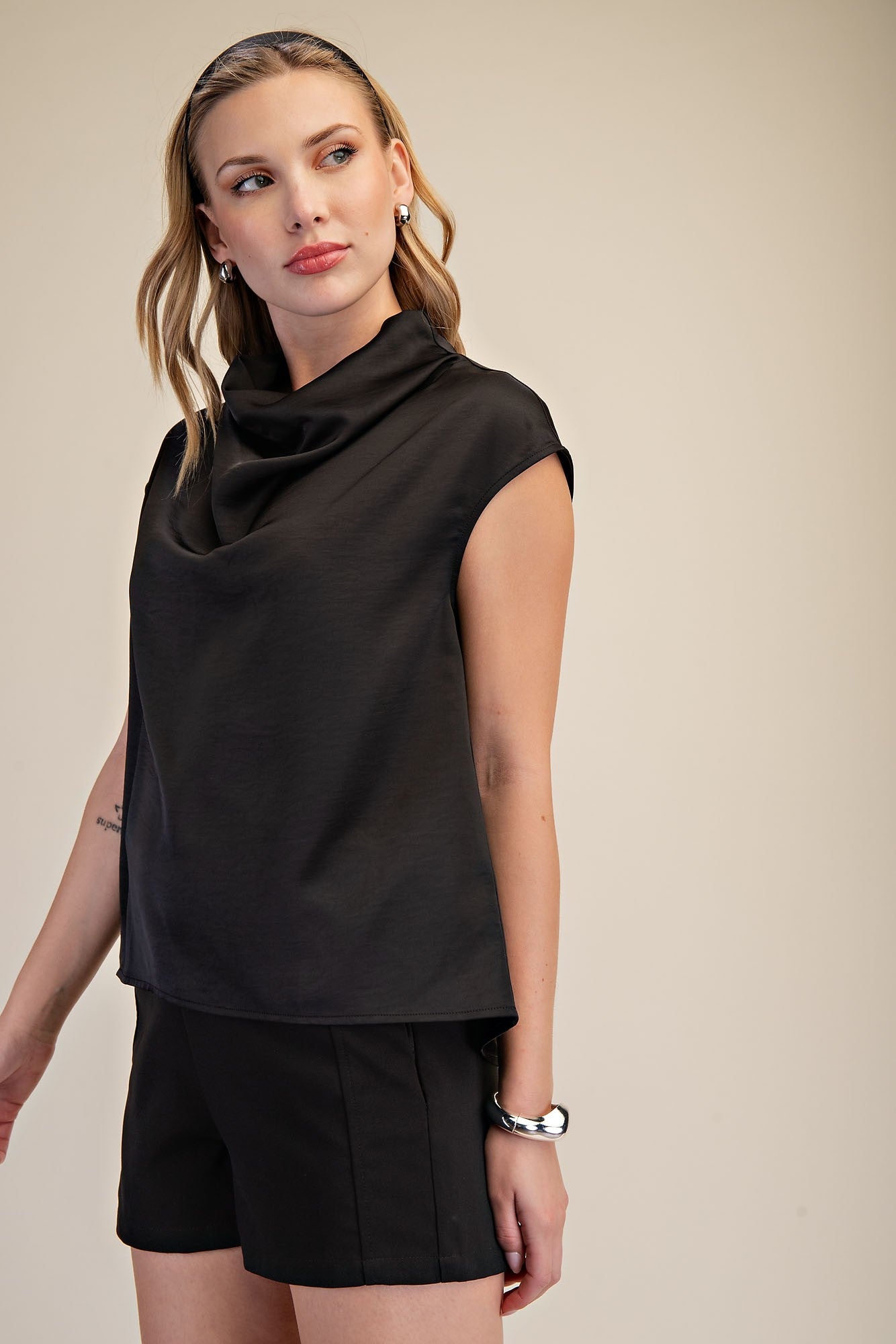 Cowl Neck Top - Black