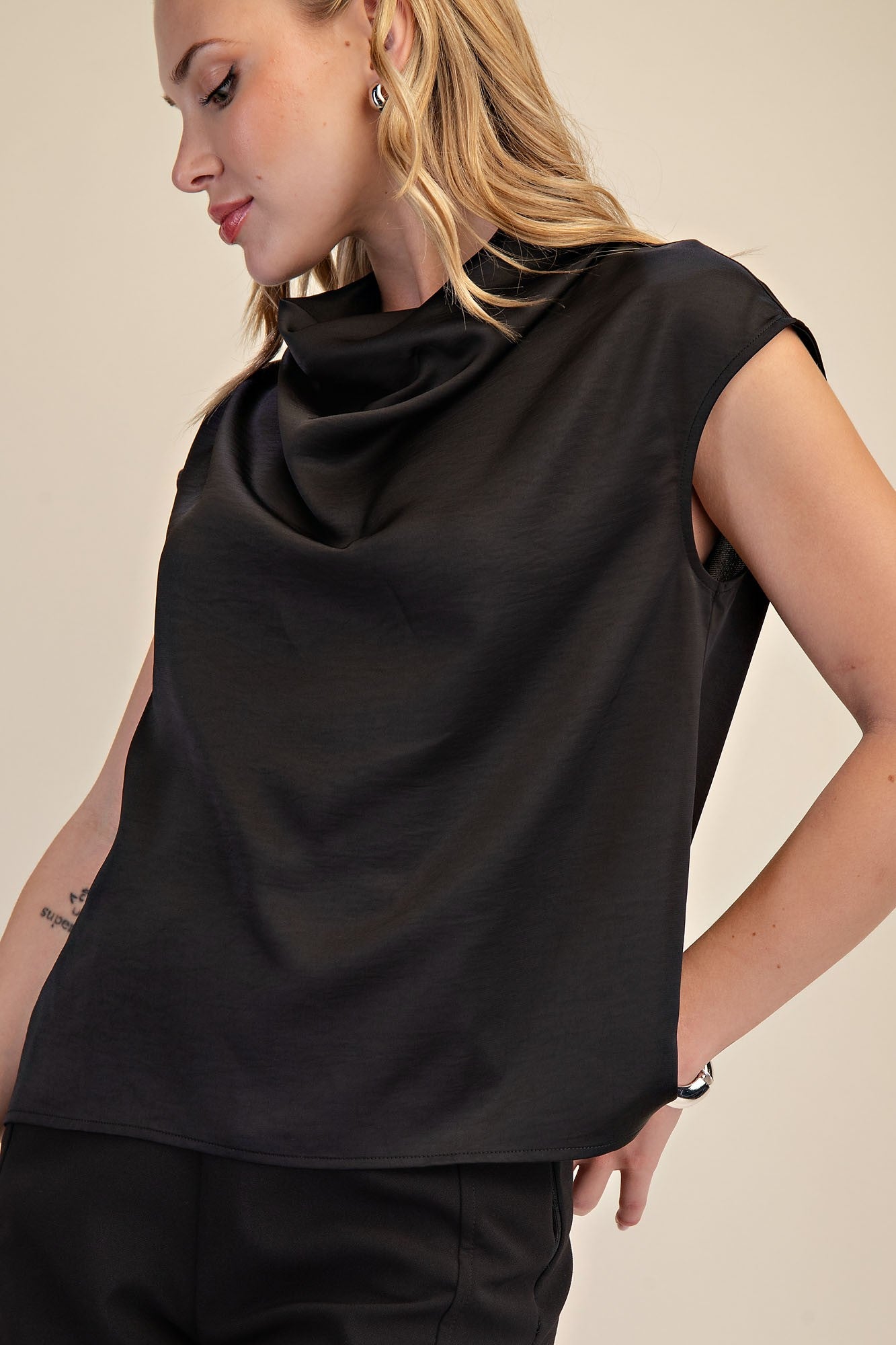 Cowl Neck Top - Black