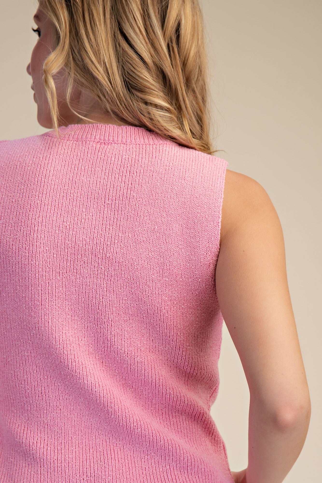 Pink Gold Button Sweater Vest