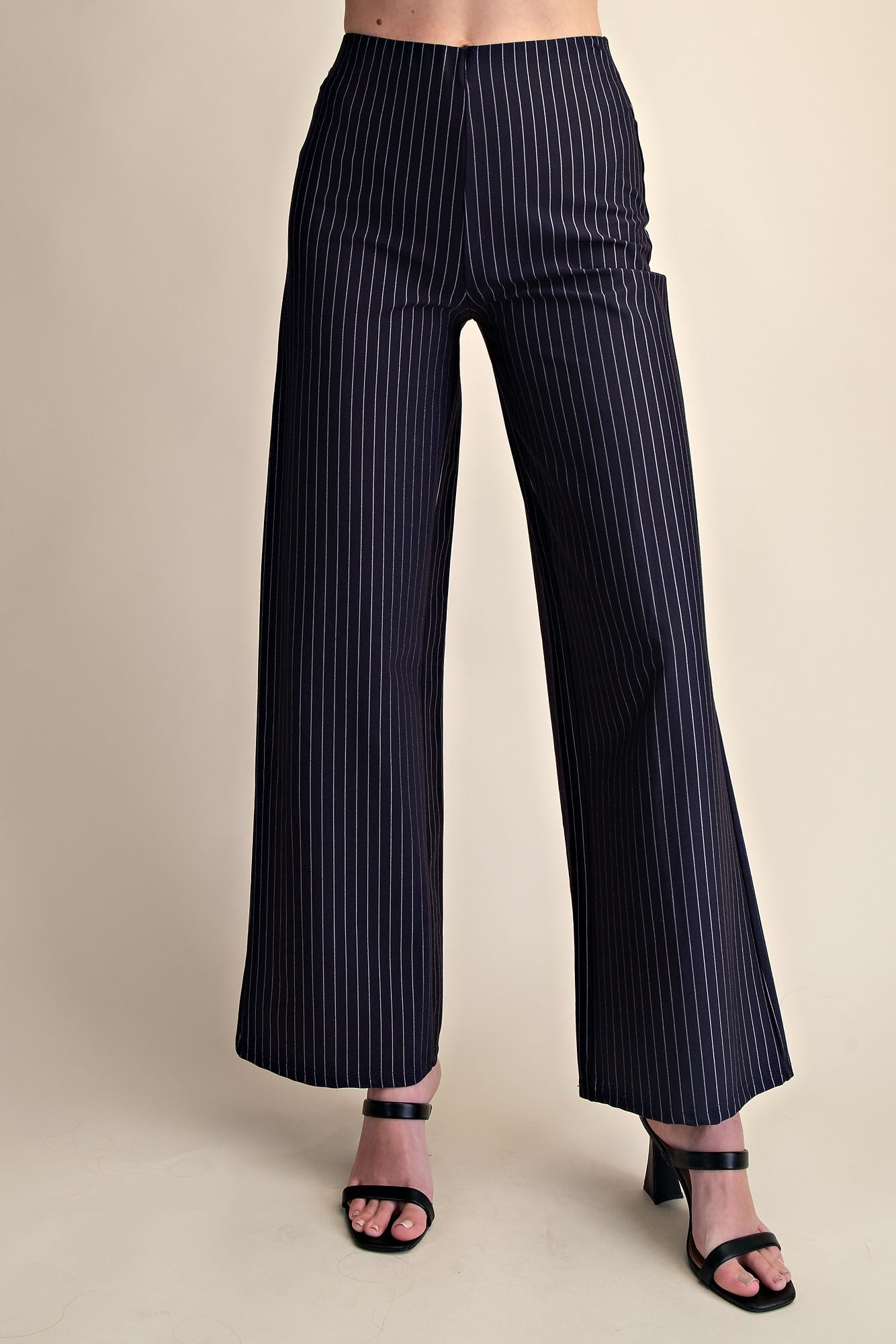 Mid Rise Striped Navy Pant