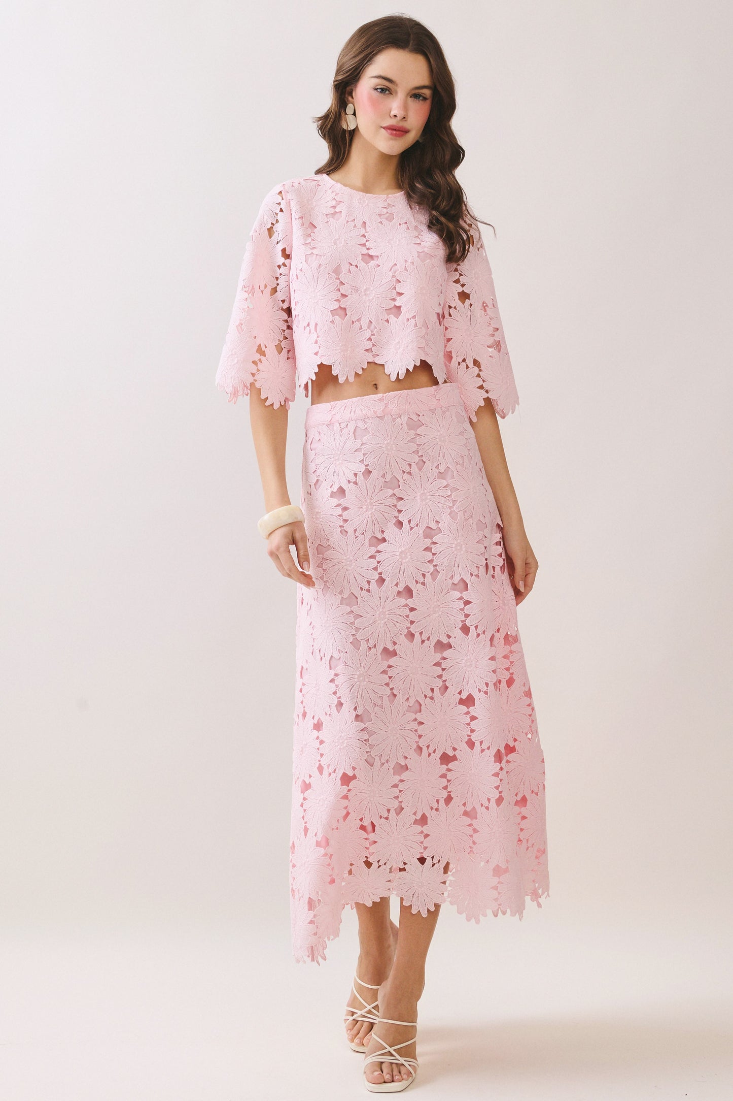 Pink Embroidery Skirt Set