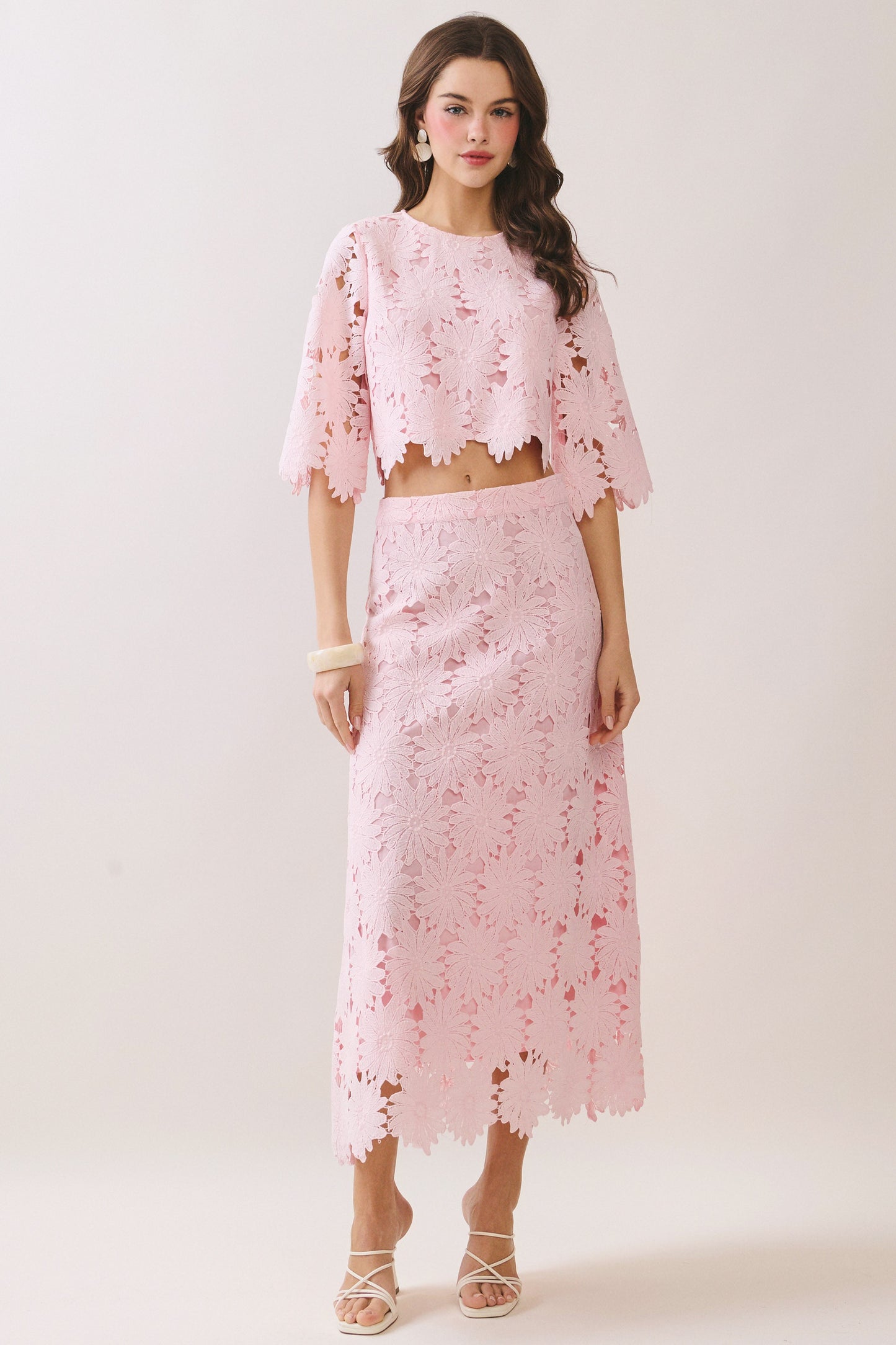 Pink Embroidery Skirt Set