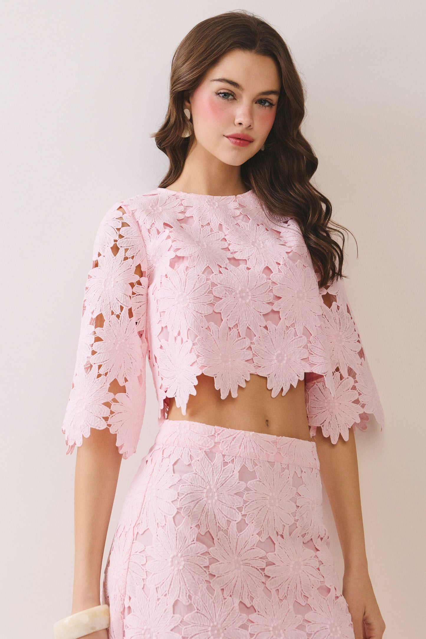 Pink Embroidery Skirt Set