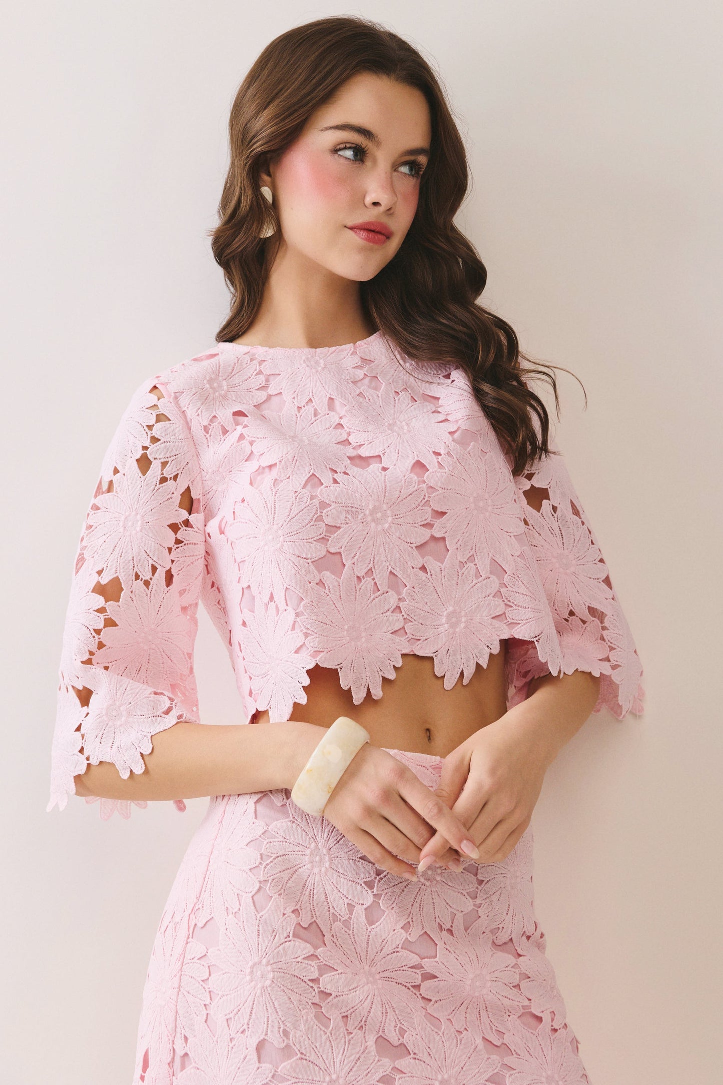 Pink Embroidery Skirt Set