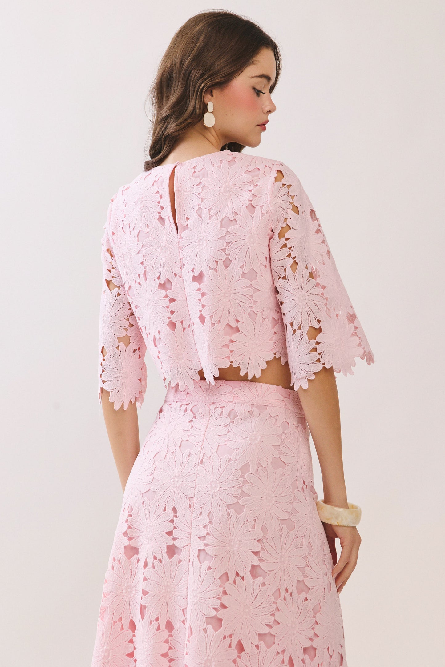 Pink Embroidery Skirt Set