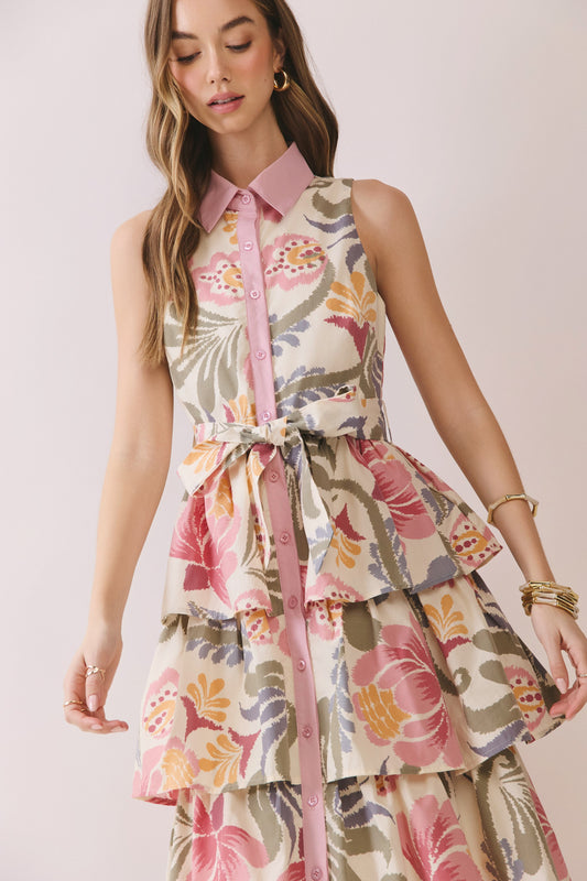 Tiered Floral Midi Dress