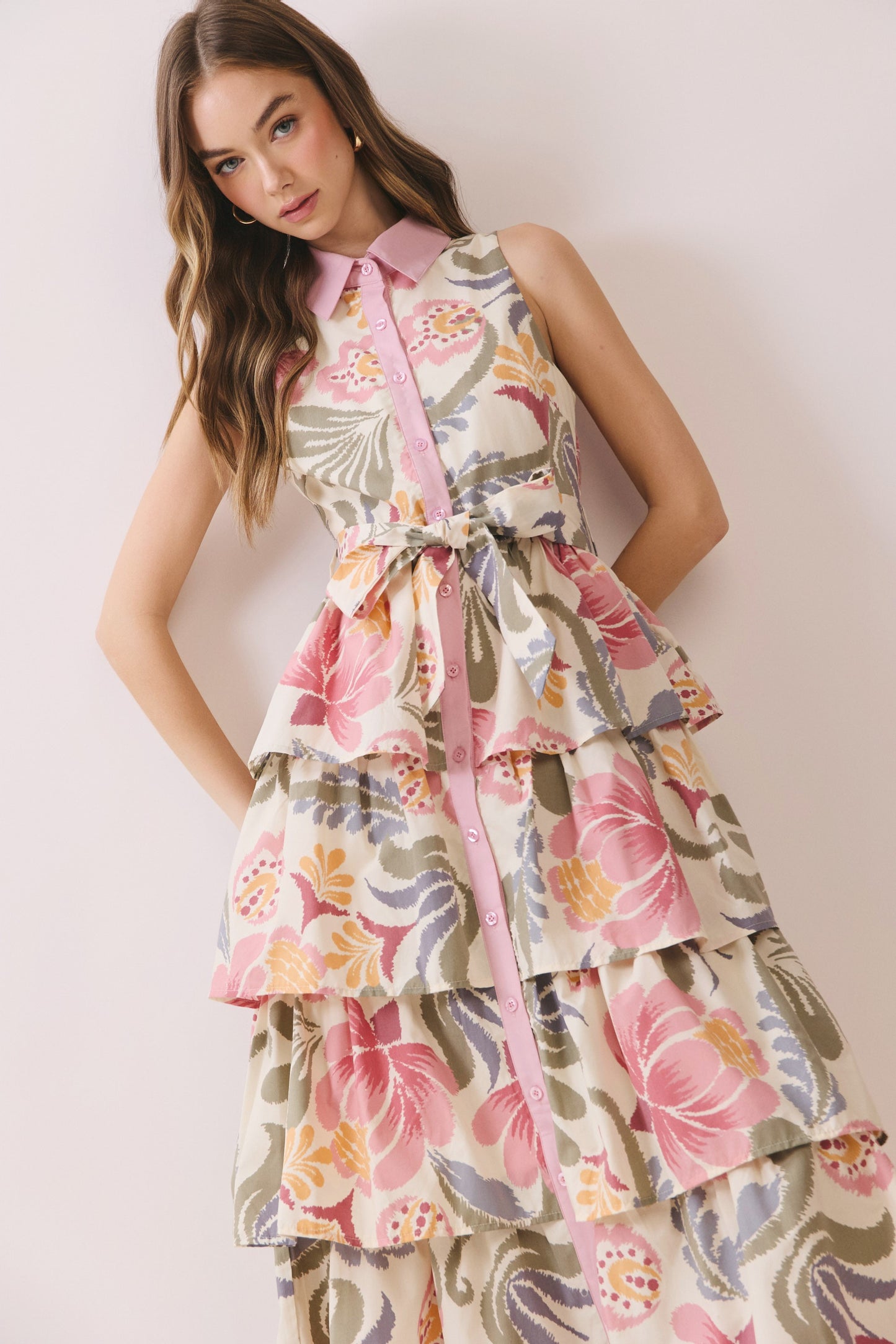 Tiered Floral Midi Dress