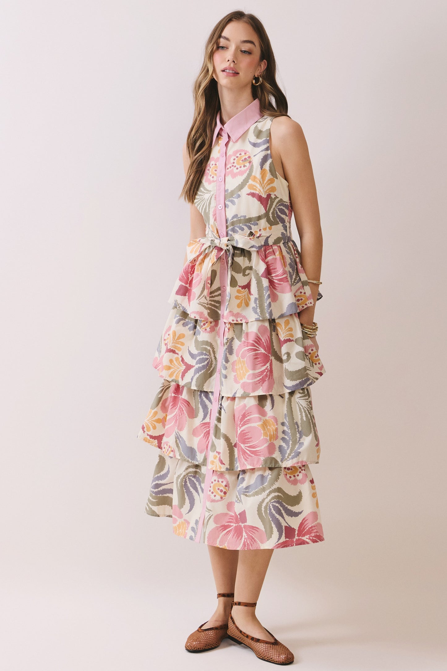 Tiered Floral Midi Dress