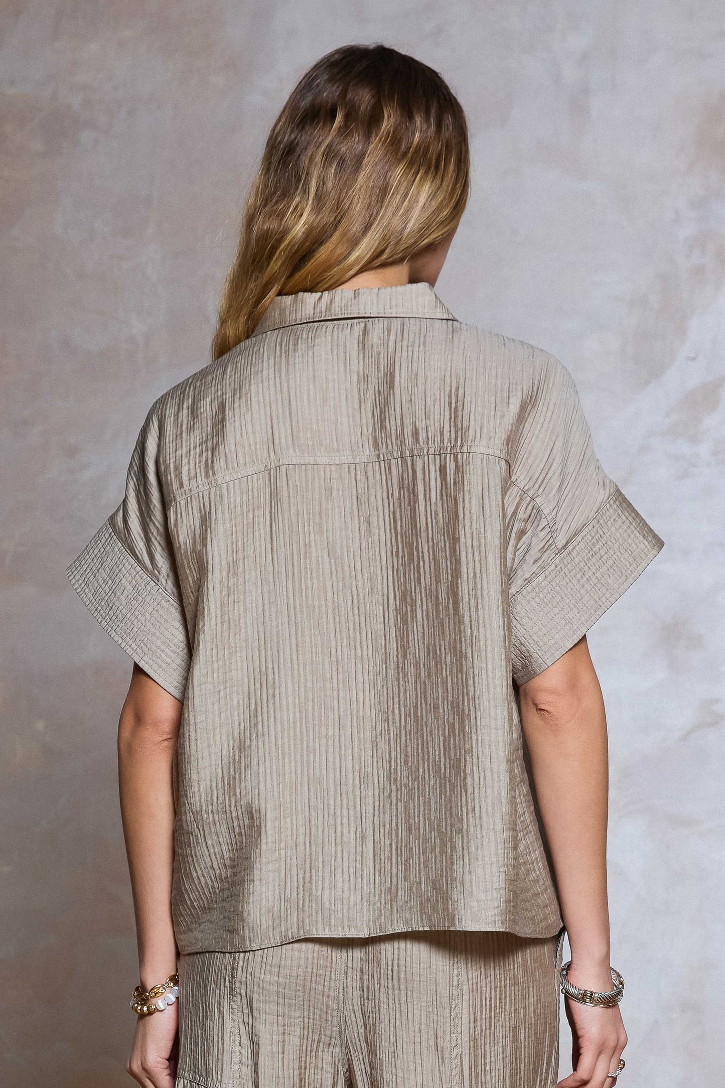 Dusty Sand V Neck Top