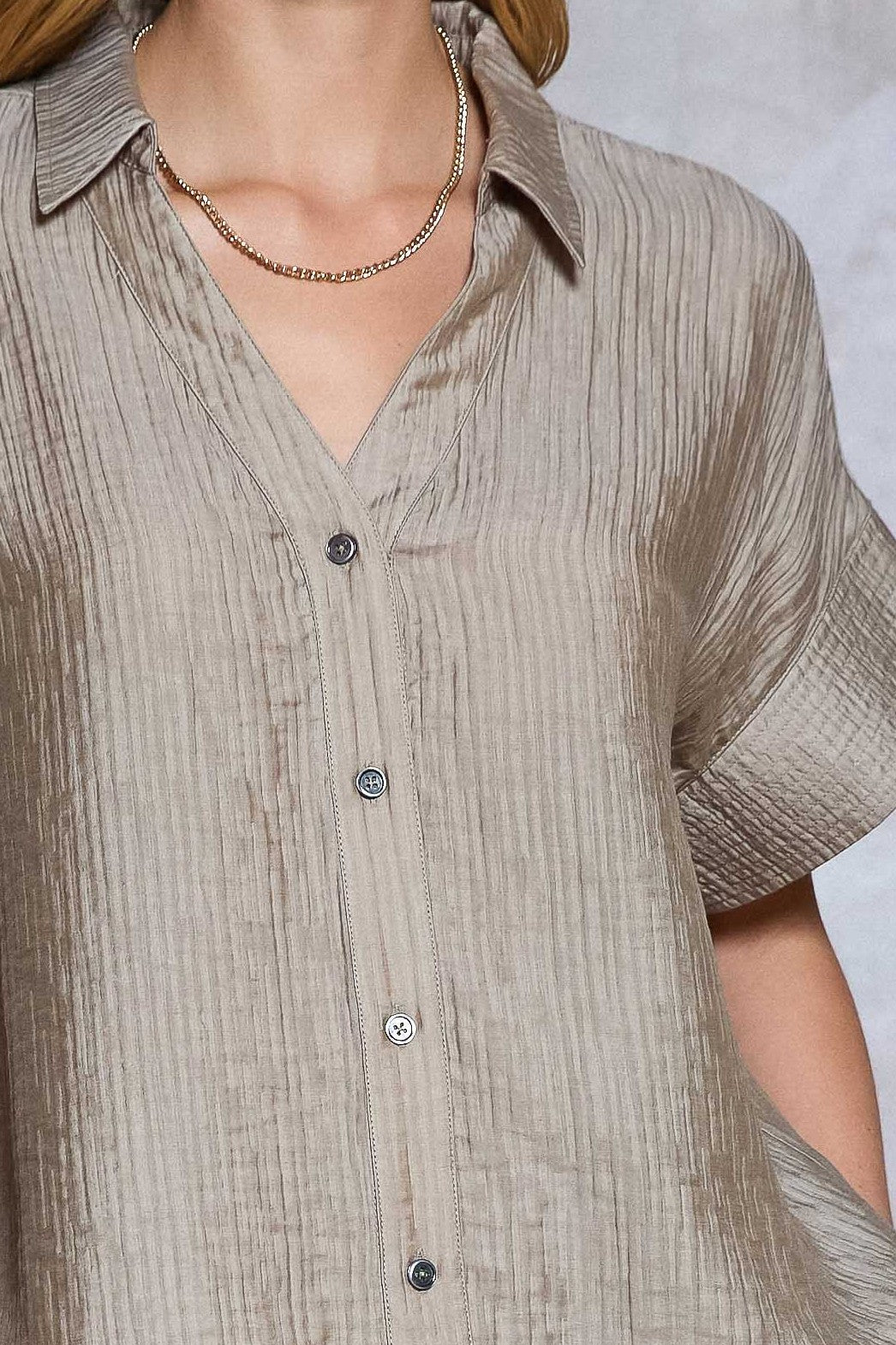 Dusty Sand V Neck Top