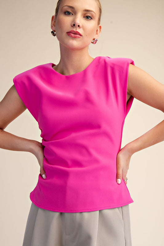 Gathering Detail Top - Hot Pink