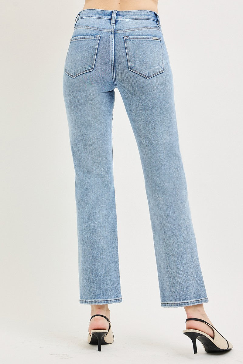 Tummy Control Mid Rise Ankle Straight - Light Wash