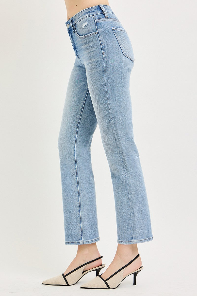 Tummy Control Mid Rise Ankle Straight - Light Wash
