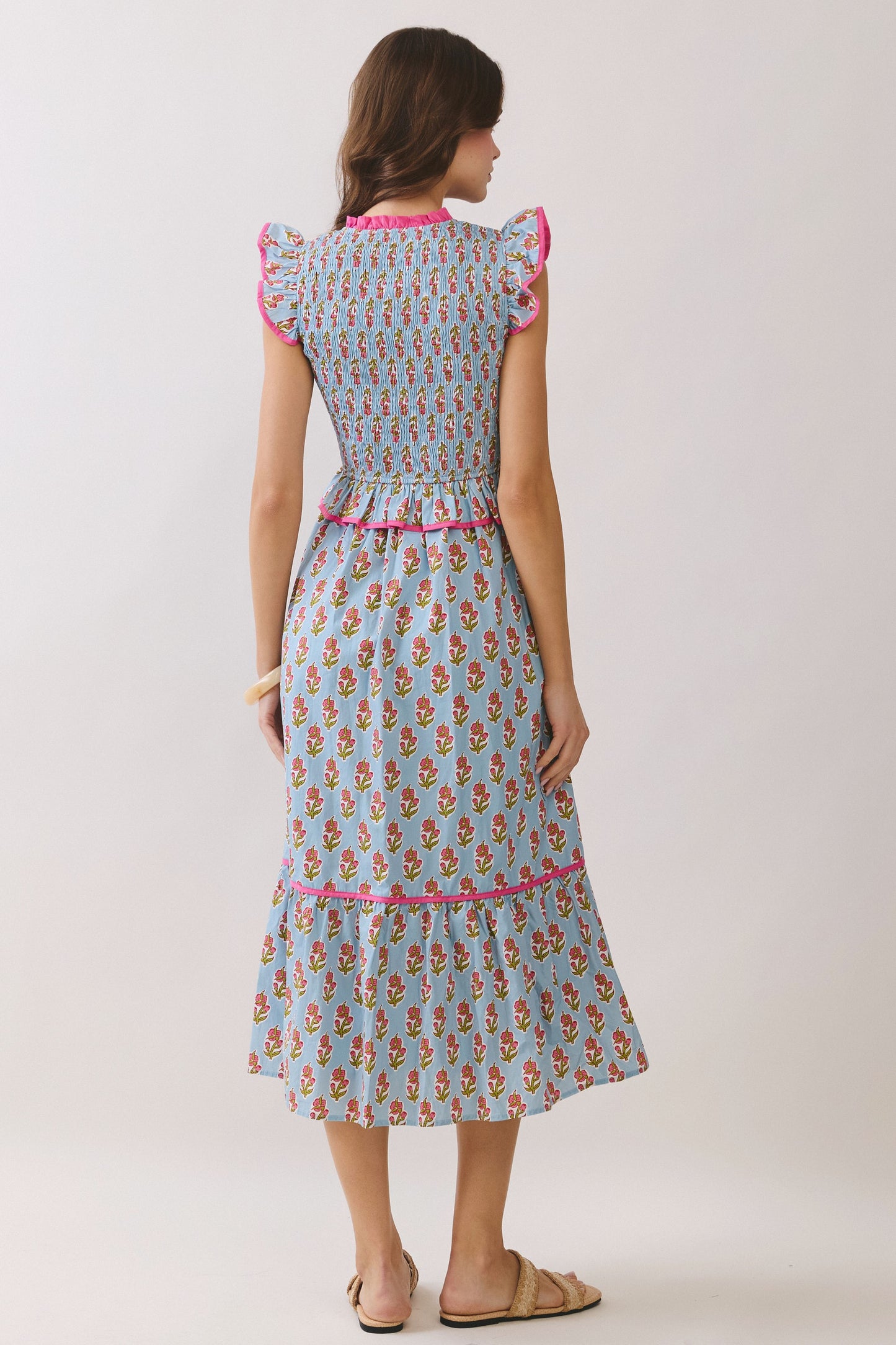 Peplum Smocked Midi Dress