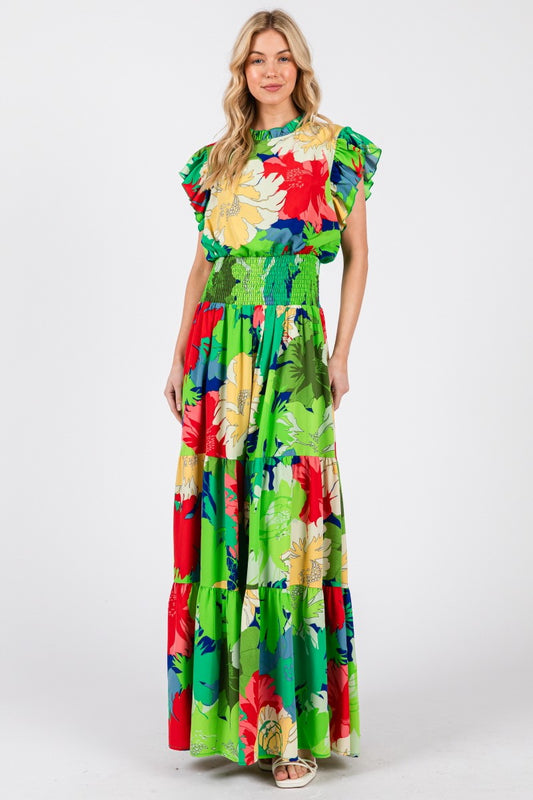 Green Floral Maxi Dress