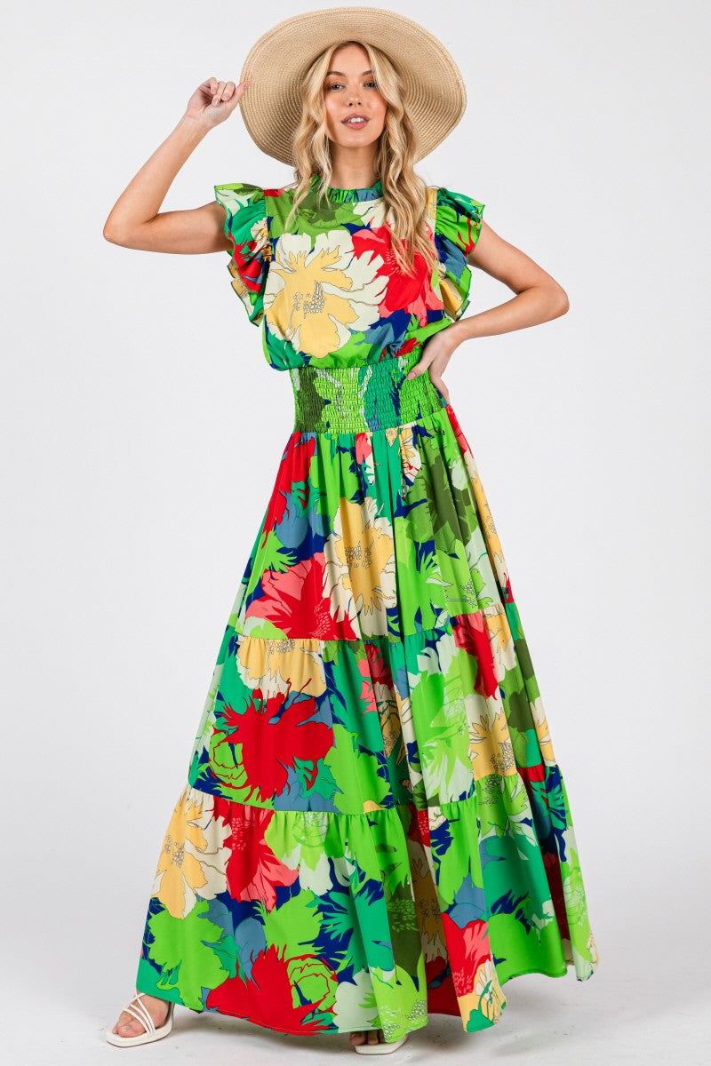 Green Floral Maxi Dress