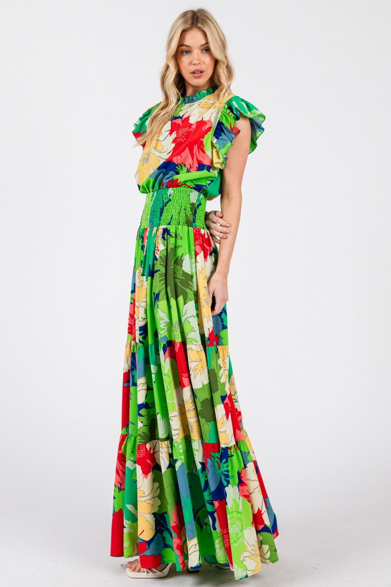 Green Floral Maxi Dress