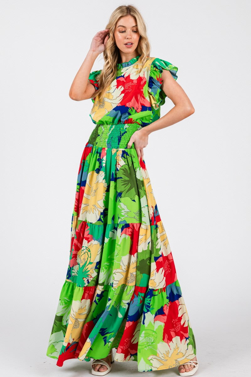 Green Floral Maxi Dress