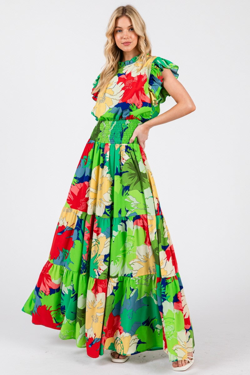 Green Floral Maxi Dress
